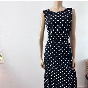 Vintage Dani/Michaels polka dots Sleeveless Crew Neck Midi Sundress